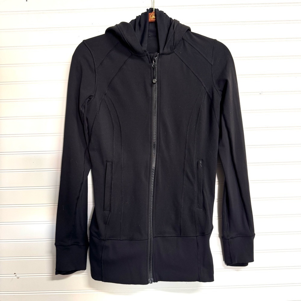 Lululemon Athletica Daily Practice Dress Top Jacket Womens 6 Black Hoodie